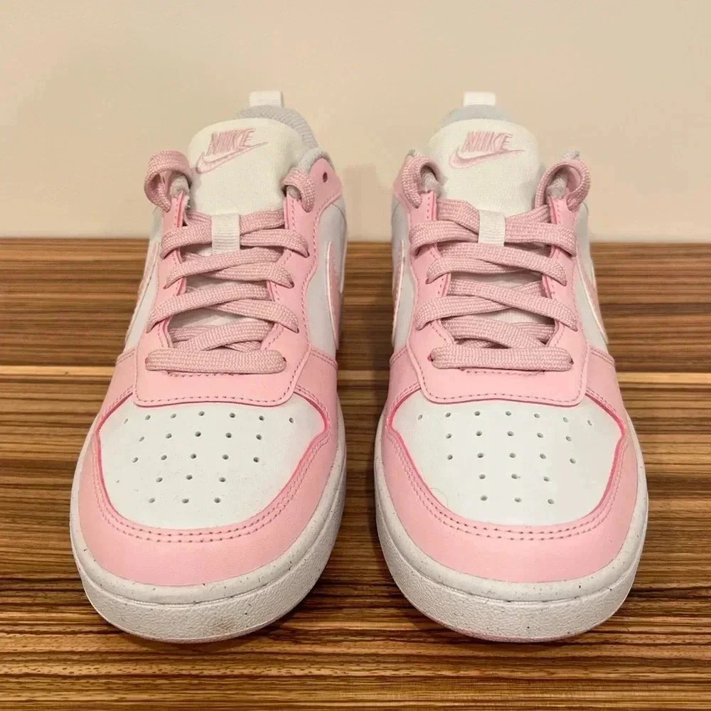 NIKE | Court Low Borough Recraft | Pink White | Boys Youth 6/ Womens 7.5 - Picture 2 of 9